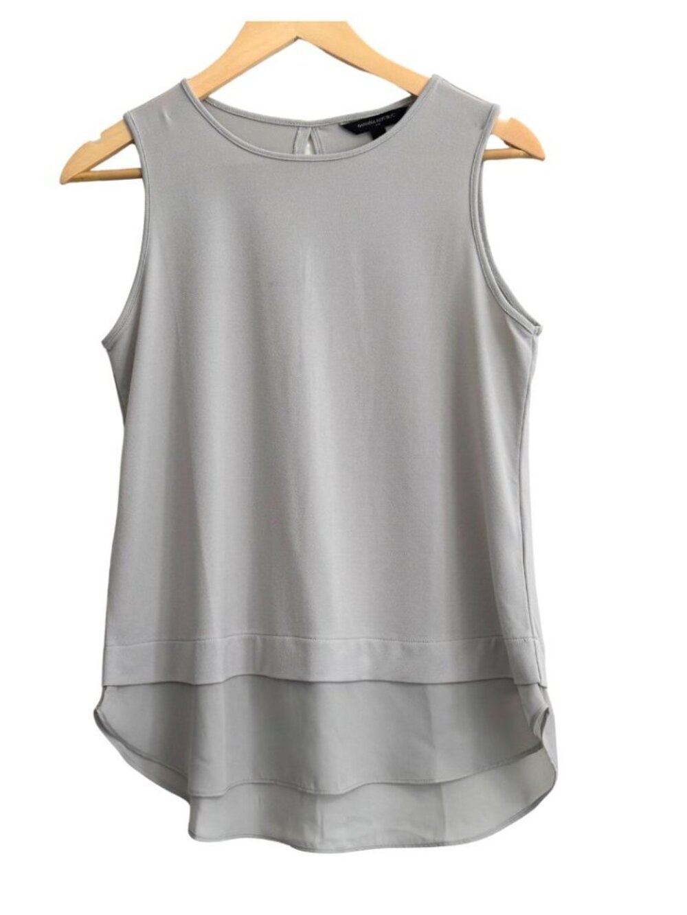 Banana Republic Sleeveless Layered Chiffon Hem Blouse Grey Top Size S 300782